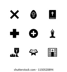 9 god icons in vector set. christ, cross, holy and catholic illustration for web and graphic design