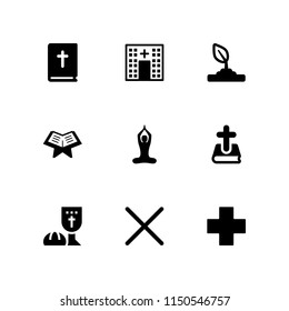 9 god icons in vector set. catholic, christ, cross and islam illustration for web and graphic design