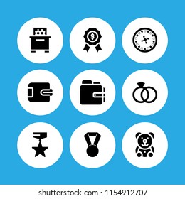 9 gold icons in vector set. bear, medal, wallet and roulette wheel in casino illustration for web and graphic design