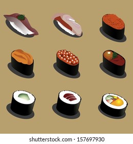9 Graphic vector set of delicious sushi set 02