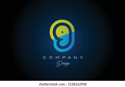9 green blue number logo icon design. Creative template for business and company