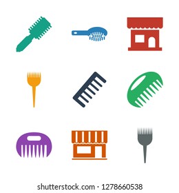 9 hairbrush icons. Trendy hairbrush icons white background. Included filled icons such as barber brush, beauty salon, comb, hair brush. hairbrush icon for web and mobile.