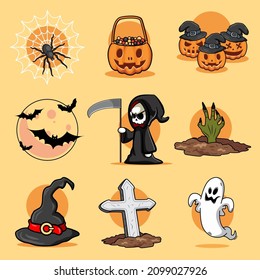 9 Halloween Sets Vector Free 