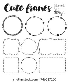 9 hand drawn frames, vector