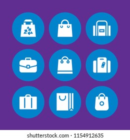 9 handbag icons in vector set. eco bag, bag, handbag in black with a label and hand bag illustration for web and graphic design