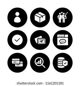 9 hands icons in vector set. ui, user, credit cards and search illustration for web and graphic design