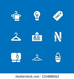 9 hanging icons in vector set. free, lightbulb, boxing gloves and id card illustration for web and graphic design