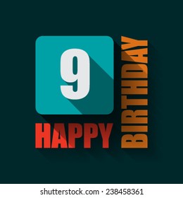 9 Happy Birthday background or card. Flat design.
