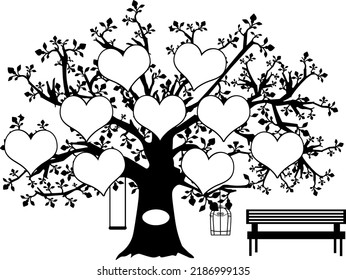 9 heart family tree vector template 