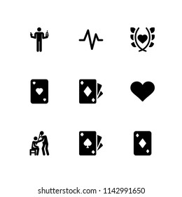 9 heart icon set with diet, heartbeat and love vector illustration for graphic design and web