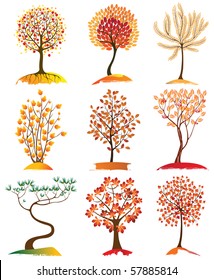 9 highly detailed autumn trees