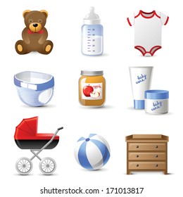 9 highly detailed baby icons