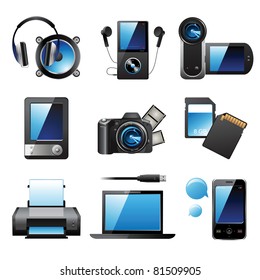 9 highly detailed electronic devices icons