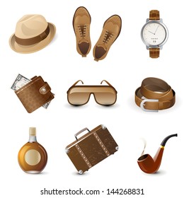 9 highly detailed men accessories icons