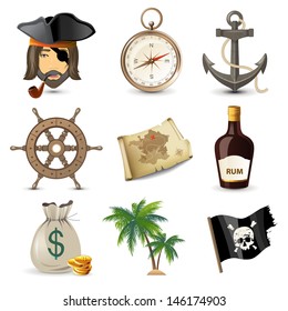 9 Highly Detailed Pirate Icons 