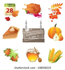 9 highly detailed thanksgiving day icons