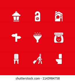 9 home icon set with panel, cat food and assistant vector illustration for graphic design and web