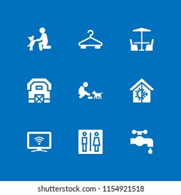 9 home icons in vector set. hanger, commerce and shopping, furniture and air conditioning illustration for web and graphic design