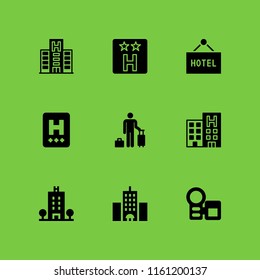 9 honeymoon icons in vector set. vacations, guest and hotel illustration for web and graphic design