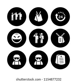 9 honor icons in vector set. day, ninja, dog tag and army illustration for web and graphic design
