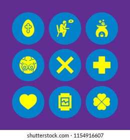 9 hope icons in vector set. sorrow, candle, health and heart illustration for web and graphic design