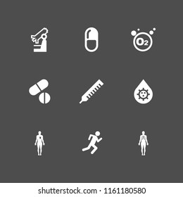 9 hospital icons in vector set. pharmacy, drug, healthcare and medical and microscope illustration for web and graphic design