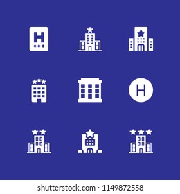 9 hostel icons in vector set. hotel illustration for web and graphic design