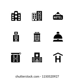 9 hostel icons in vector set. hotel illustration for web and graphic design