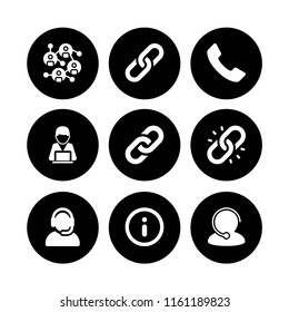 9 hotline icons in vector set. phone receiver, customer service, headset and shopping support online illustration for web and graphic design