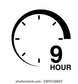 9 hour protection clock time sign icon symbol vector illustration isolated on white background