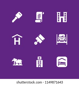 9 house icons in vector set. bill, accomodation, hotel and construction and tools illustration for web and graphic design