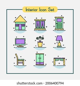 9 House interior flat icons set for your artwork 