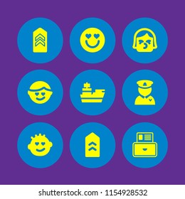 9 hug icons in vector set. love, kiss, military and in love illustration for web and graphic design