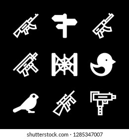 9 hunt icons with cobweb and bird in this set