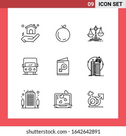 9 Icon Pack Line Style Outline Symbols on White Background. Simple Signs for general designing.
