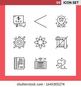 9 Icon Pack Line Style Outline Symbols on White Background. Simple Signs for general designing.