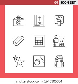 9 Icon Pack Line Style Outline Symbols on White Background. Simple Signs for general designing.