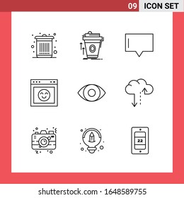 9 Icon Pack Line Style Outline Symbols on White Background. Simple Signs for general designing.