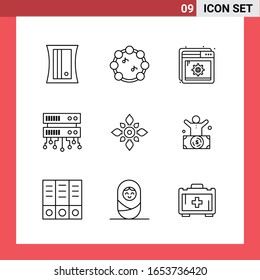 9 Icon Pack Line Style Outline Symbols on White Background. Simple Signs for general designing.