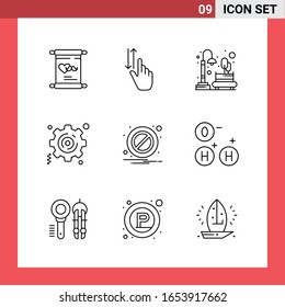 9 Icon Pack Line Style Outline Symbols on White Background. Simple Signs for general designing.