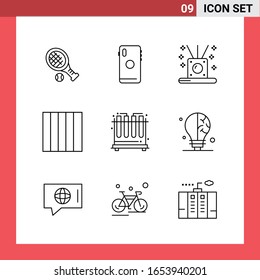 9 Icon Pack Line Style Outline Symbols on White Background. Simple Signs for general designing.