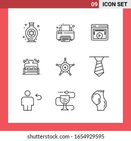 9 Icon Pack Line Style Outline Symbols on White Background. Simple Signs for general designing.