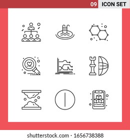9 Icon Pack Line Style Outline Symbols on White Background. Simple Signs for general designing.
