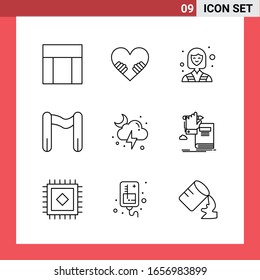 9 Icon Pack Line Style Outline Symbols on White Background. Simple Signs for general designing.