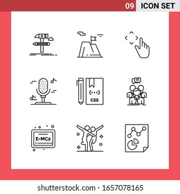 9 Icon Pack Line Style Outline Symbols on White Background. Simple Signs for general designing.