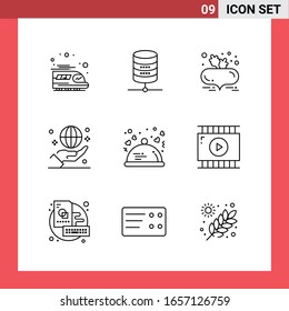 9 Icon Pack Line Style Outline Symbols on White Background. Simple Signs for general designing.