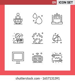 9 Icon Pack Line Style Outline Symbols on White Background. Simple Signs for general designing.