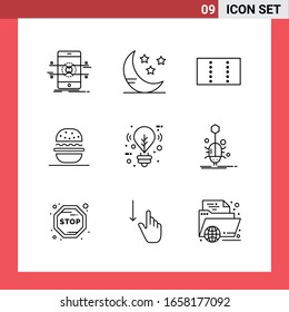 9 Icon Pack Line Style Outline Symbols on White Background. Simple Signs for general designing.