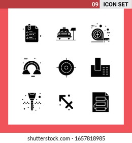 9 Icon Pack Solid Style Glyph Symbols on White Background. Simple Signs for general designing.