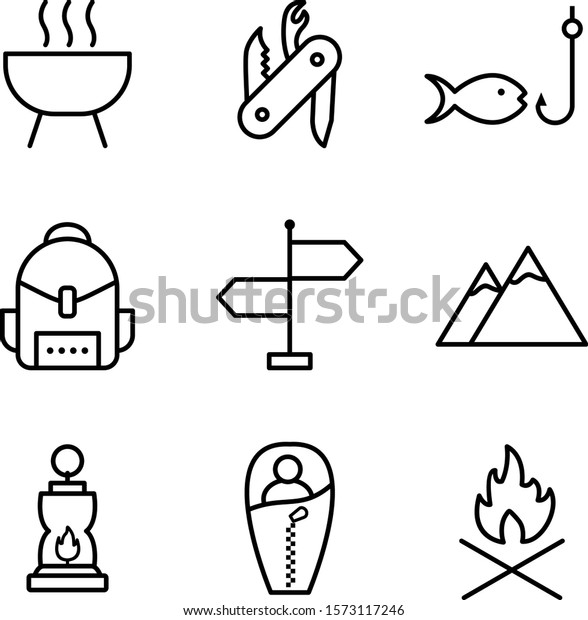 9\
Icon Set Of camping For Personal And Commercial\
Use...
